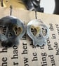 Spooky Silver Skull Earrings for Halloween with a touch of gold - Image 4