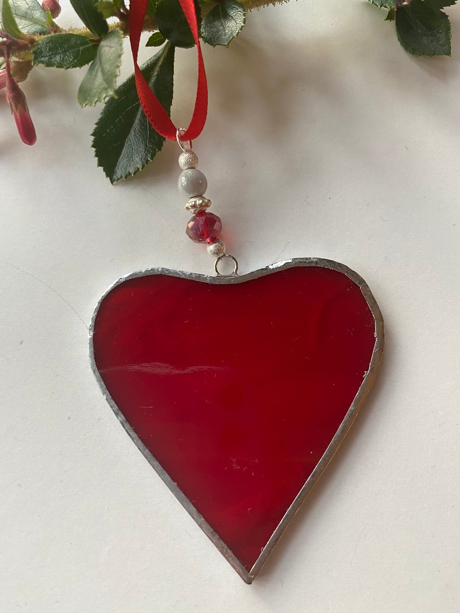 Stained Glass Ribbon Heart Suncatcher Decoration 