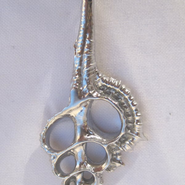 Cut shell pewter pendant necklace with sterling silver chain