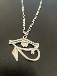 eye of horus eye of ra pendant necklace silver plated 18"" chain silver charm