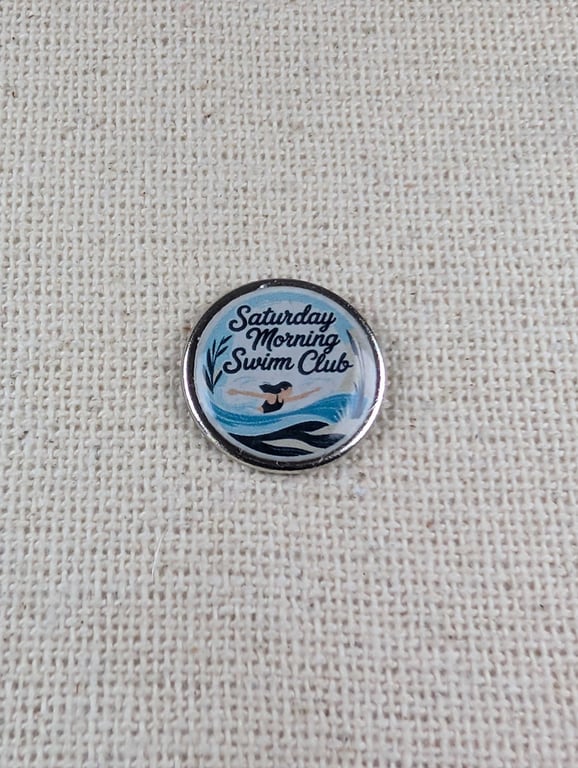 Saturday Morning Swim Club Badge - Swimming Themed Badge - Large Resin Topped 