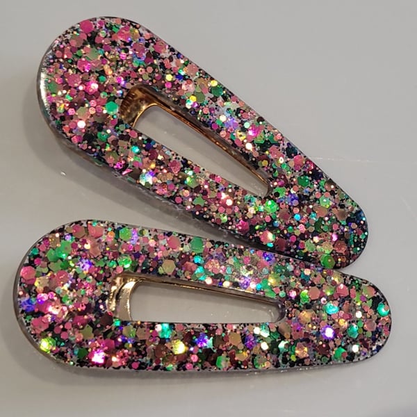 Green Pink Chameleon Colour Shift Hair Clips