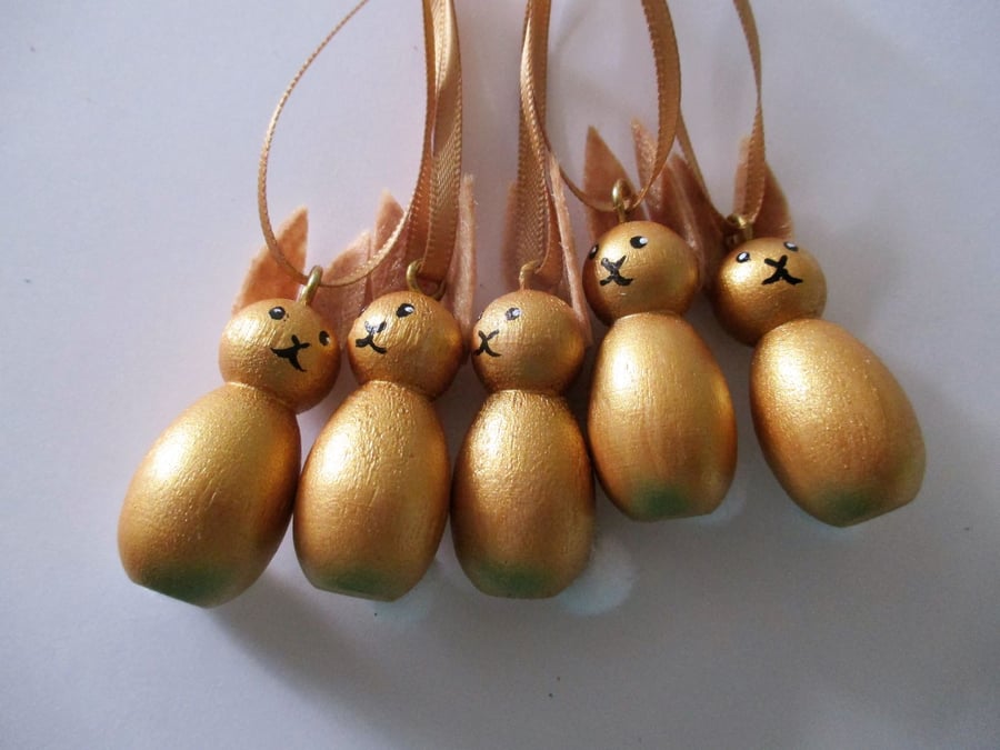 Christmas Tree Decorations Mini Bunny Rabbit Gold Baubles Wreath Garland
