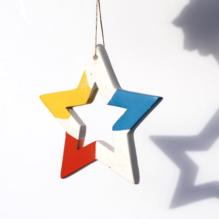 Star Terrazzo Christmas Ornament, Colourful Eco Decoration Sustainable Xmas Gift