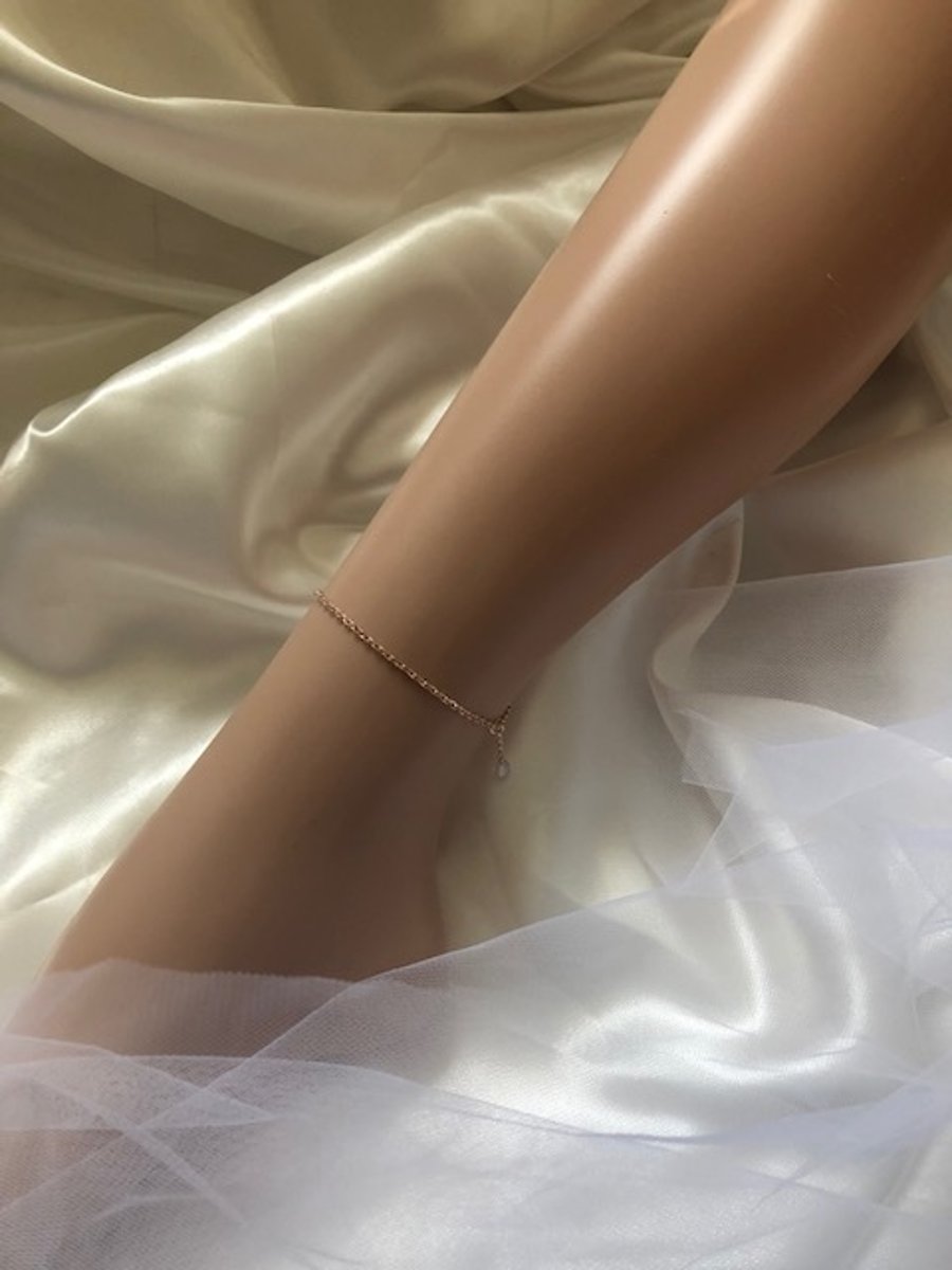 Moonstone Ankle Bracelet - Minimalist Anklet- Also in Silver & Pearl Shades