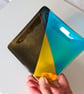 Yellow, blue and sparkly fused glass dish. - Image 5