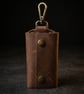 Rustic Brown Full Grain Leather Key Case Silent Snap Wrap Handmade UK