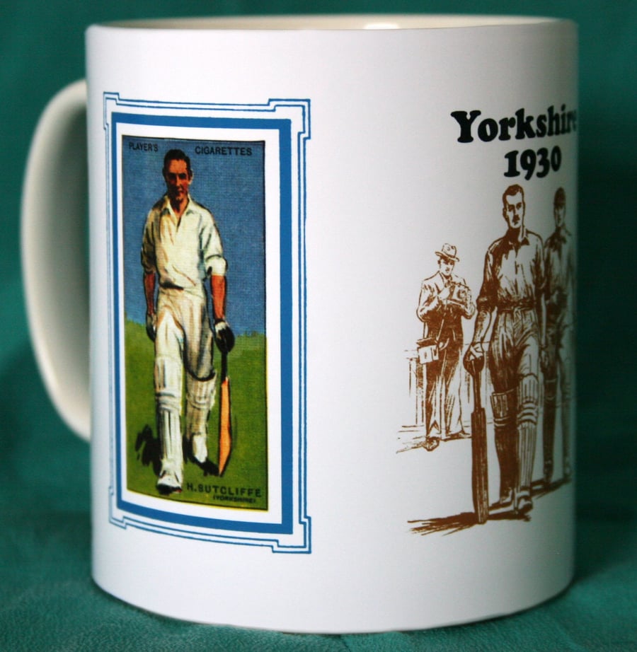Cricket mug Yorkshire Yorks 1930 vintage design mug