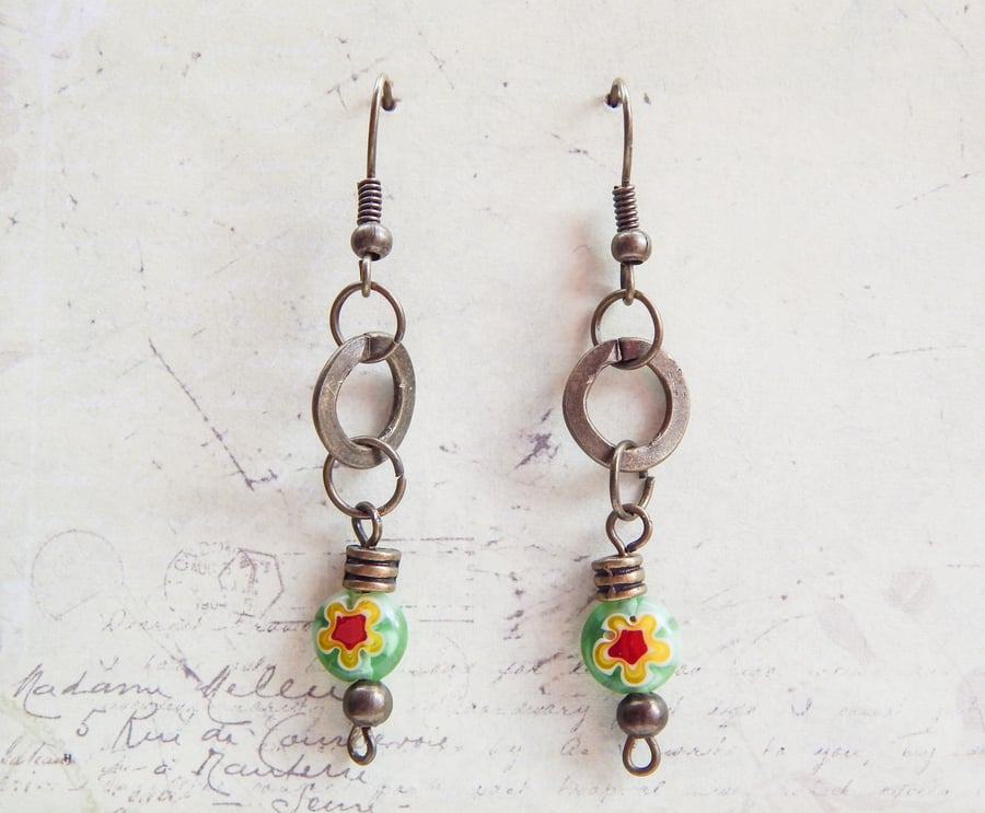 Boho Flower Circle Earrings