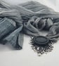 Black Sea Glass Necklace on an Upcycled Scarf - Image 2