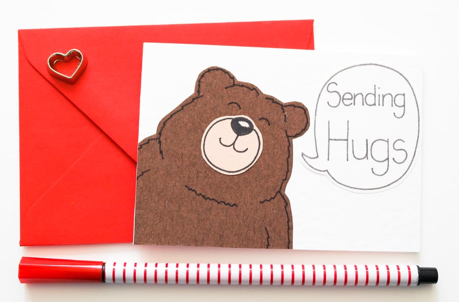Sending Hugs Notecards, Pack Of Six Cute Bear Thinking Of You Cards