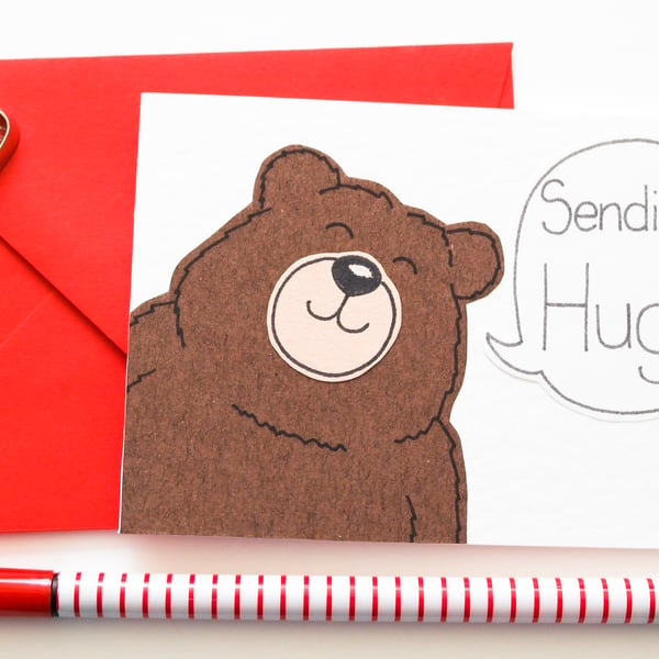 Sending Hugs Notecards, Pack Of Six Cute Bear Thinking Of You Cards