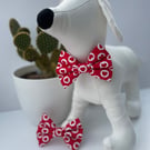 Valentine Red & White Heart Dog Bow Tie 