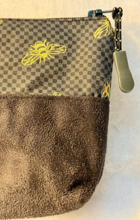 Golden bees - Small zipped pouch for makeup, shaving kit, medication, sewing etc