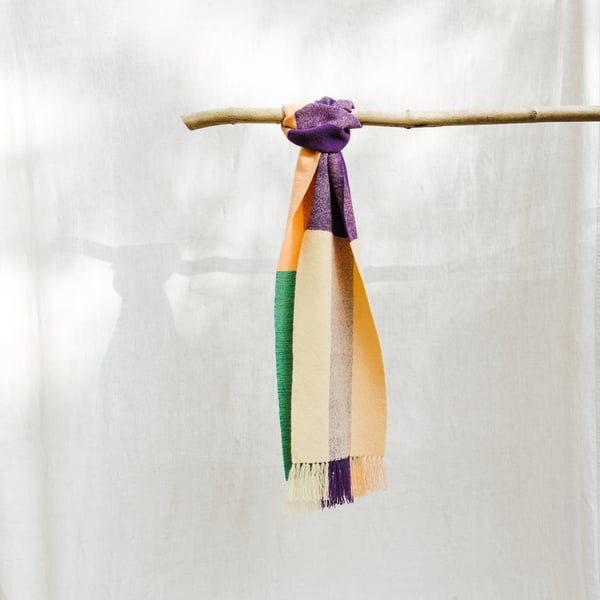 Hand Woven Lambswool Scarf - Carrot