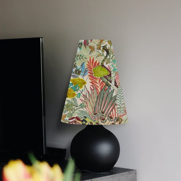 Floral pastel Velvet cone lampshade, extra tall lampshade hidden paradise