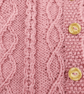 Hand Knitted Rose Pink Baby Cardigan with Cable Knit and Wooden Buttons - Image 6