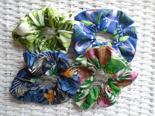 Pack of 4 Scrunchies Tropical Themed 