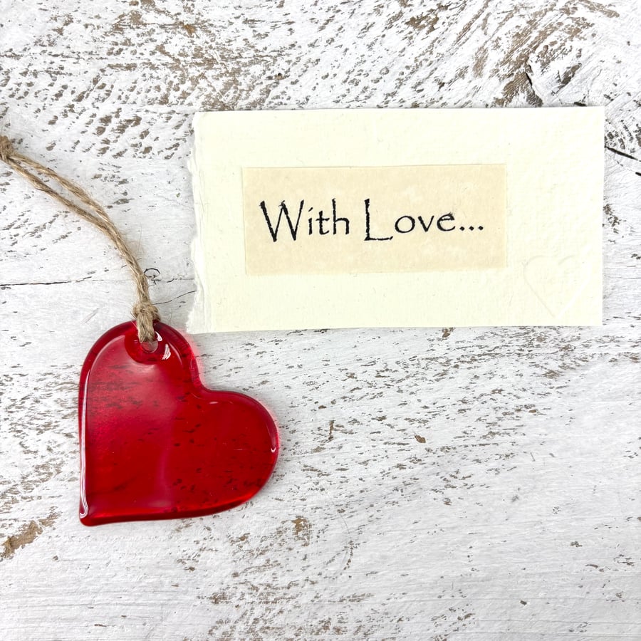 Red Glass Hanging Heart