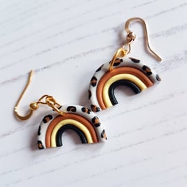 Brown and black Animal Print Rainbow earrings LIMITED PAIRS