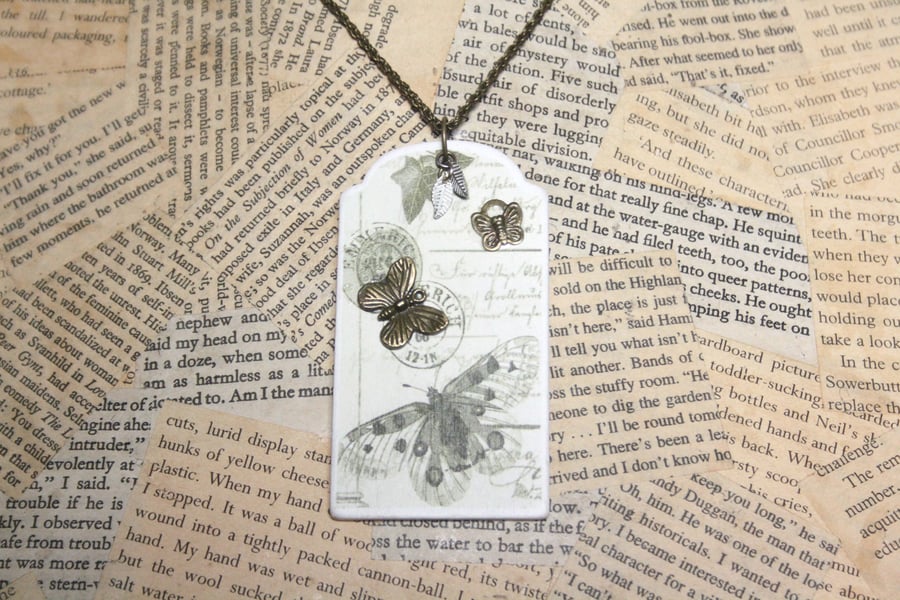 Butterfly Luggage Tag Necklace
