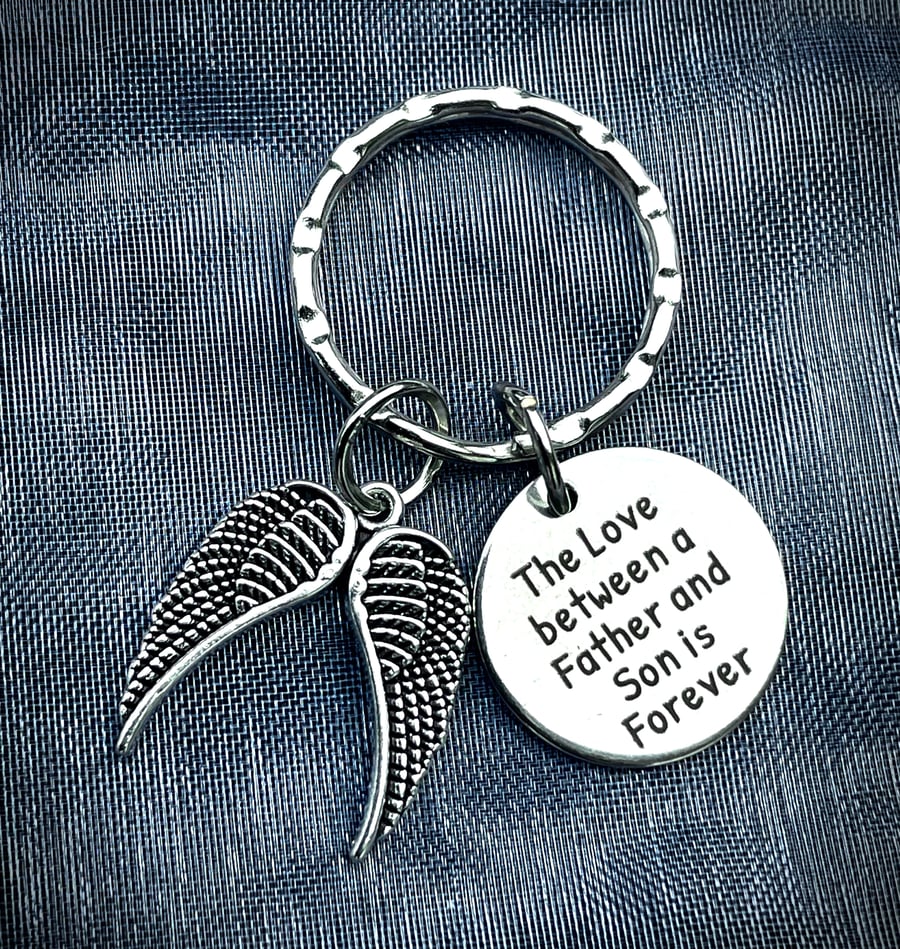 The Love Between A Father And Son Is Forever Memorial Keyring