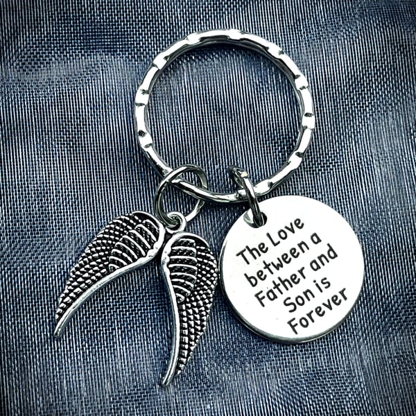 The Love Between A Father And Son Is Forever Memorial Keyring