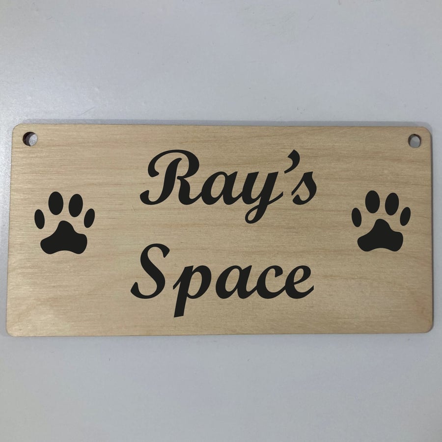 Personalised two paws hanging pet name plaque Cat and Dog's Room Pet's Space