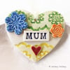 Pottery decoration Mum Heart Ceramic lace pattern Mother's Day