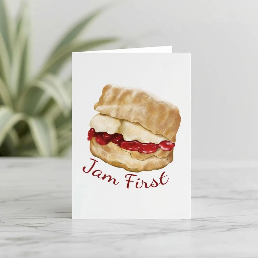 Jam First Greeting Card, Cornwall Greeting Card