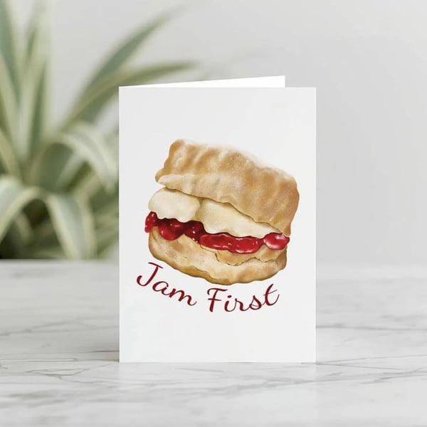 Jam First Greeting Card, Cornwall Greeting Card
