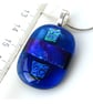 Dichroic Glass Pendant 275 Blue Handmade with silver plated chain - Image 5