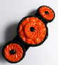 Orange & Black Halloween Polymer Clay Hair Barrette - Image 1