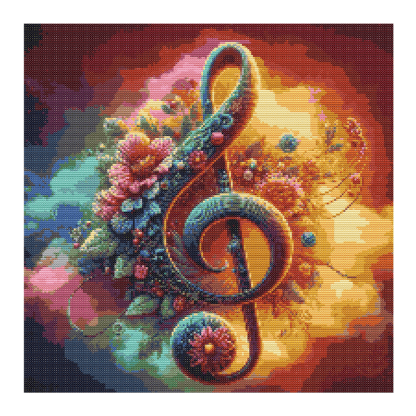 FLORAL MUSIC - Cross Stitch Pattern - Cross Stitch Chart