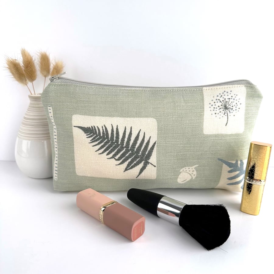 Cosmetic Bag, Make up Bag with Botanical Motifs
