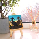 Ukraine Art, Storks of Peace Mini Painting - small original acrylic artwork