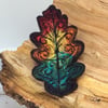 Embroidered oak leaf brooch. 