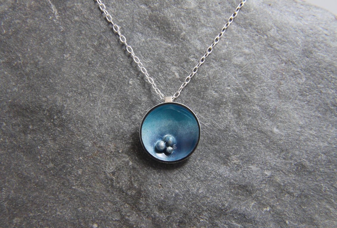 Rock Pool Enamel and Sterling Silver Pendant 