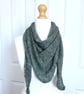 Hand Dyed Merino Shawl, Stole, Scarf, Green - Image 2