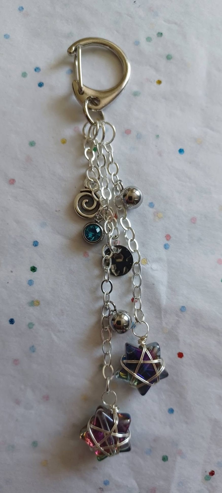 Handmade Bag Charm Wire Wrapped Stars