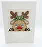 Handmade Reindeer Christmas Card, Hand Stitched Cross Stitch Holiday Card - Image 2