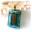 Teal Gold Glass 238 Pendant Gold plated chain