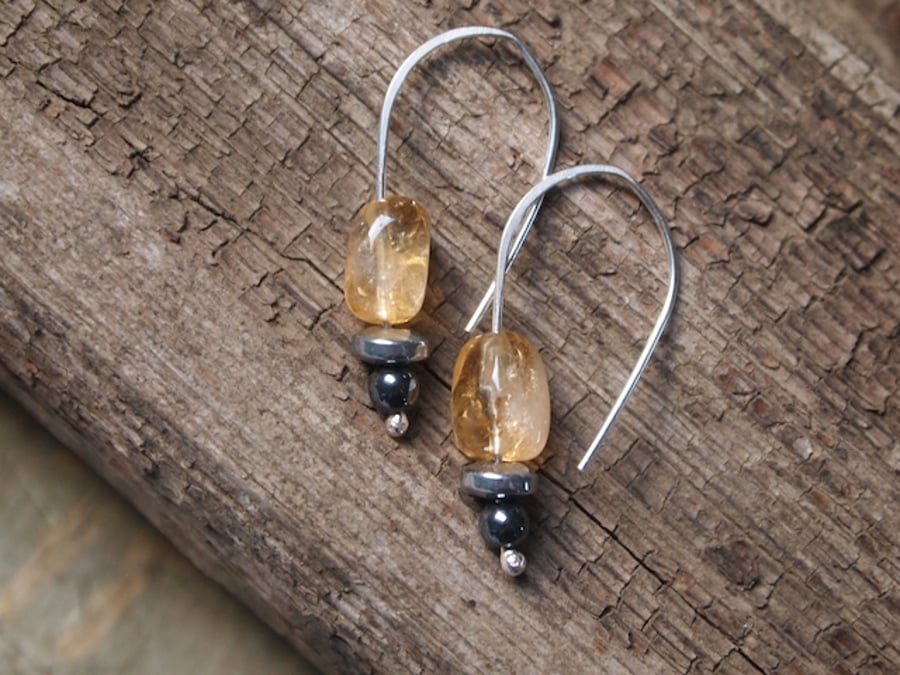 sterling silver and citrine drop earrings