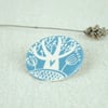 Ceramic Tree Brooch (Blue-Grey)