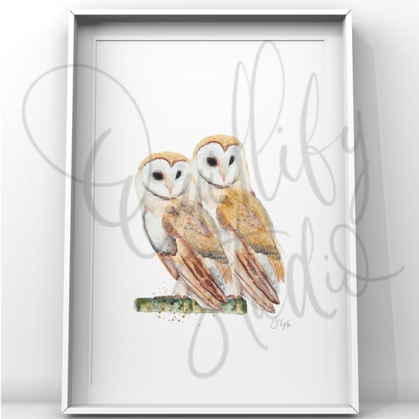 Watercolour Print Barn Owl Affinity