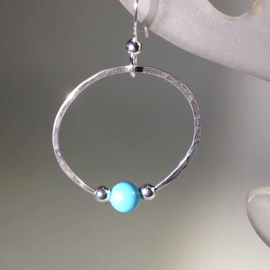 Silver and Turquoise hoop earrings