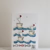 'Three Ships' - Handmade C6 Blank Card