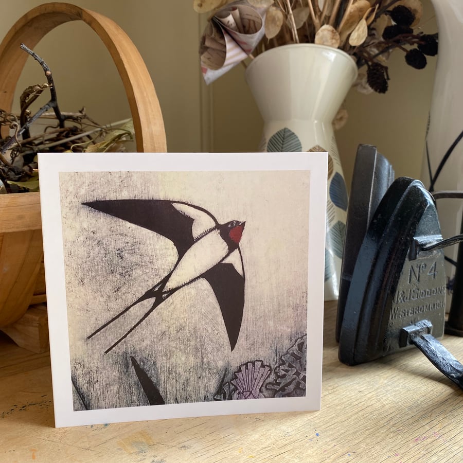 Greetings Card. Swallows Return.