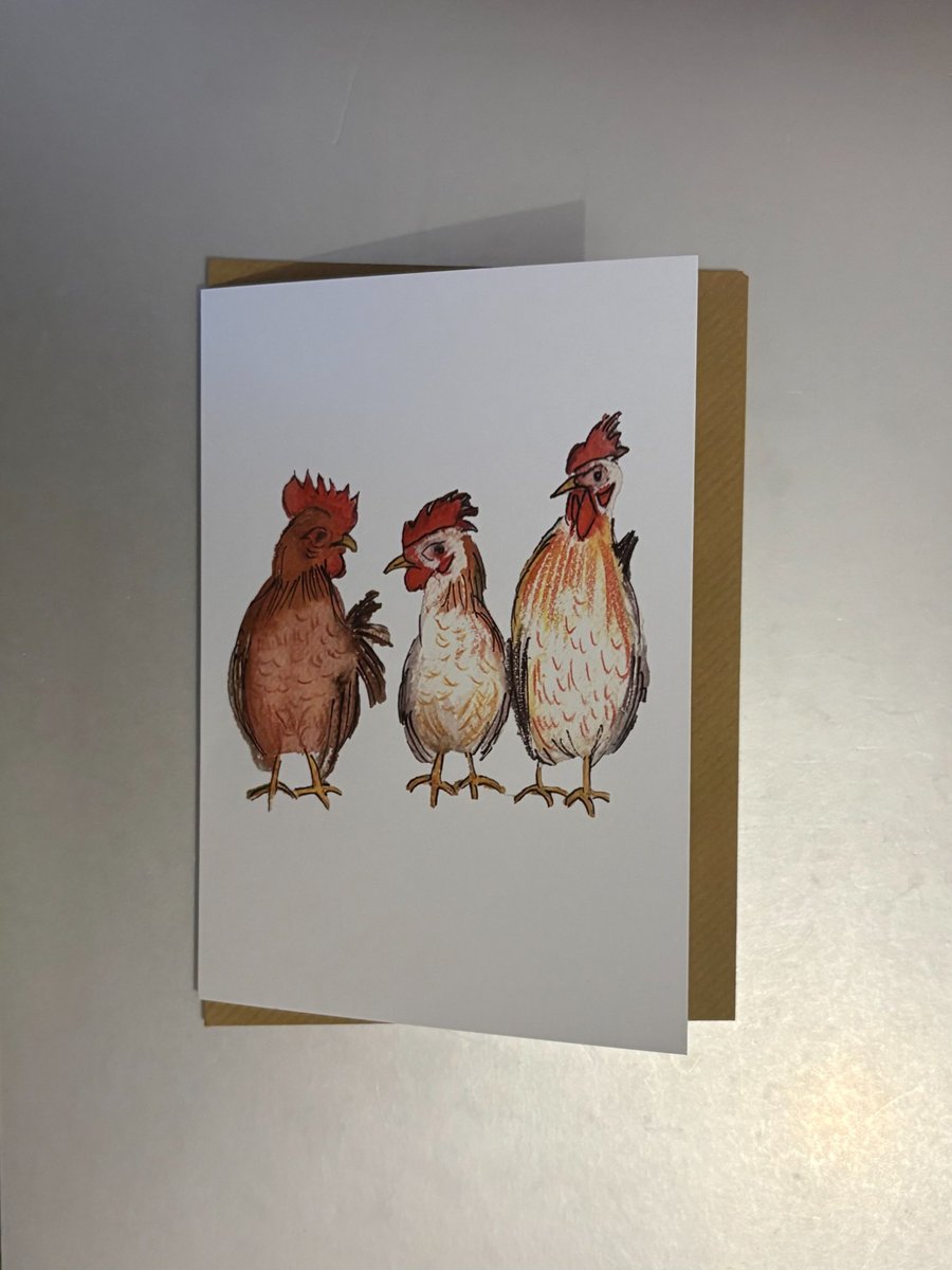 3 Chooks A5 Greeting Card