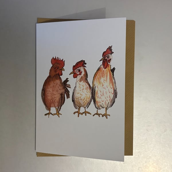 3 Chooks A5 Greeting Card